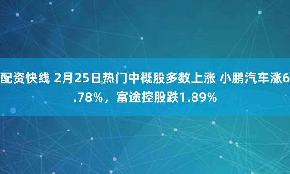 配资快线 2月25日热门中概股多数上涨 小鹏汽车涨6.78%，富途控股跌1.89%